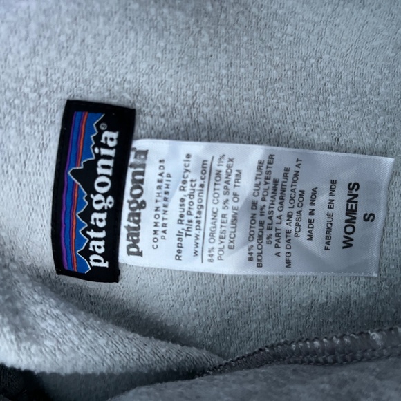 Patagonia Ladies Organic Cotton Hoodie, Heather Grey with stitching. as - Picture 8 of 8